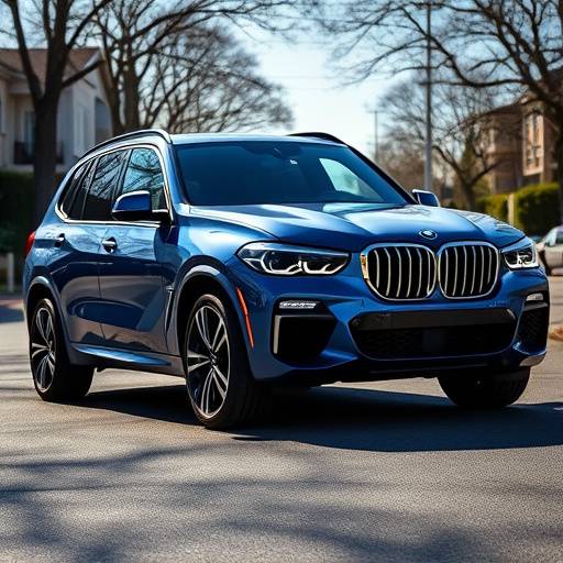 Blue 2024 BMW X5 SUV on a sunny day