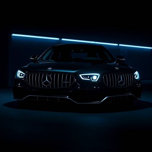 Elegant black 2024 Mercedes-Benz S-Class sedan showcased with ambient lighting